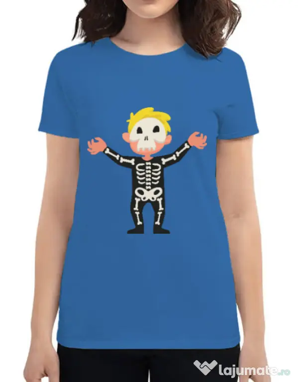 Tricou ADLER dama Halloween Skull Albastru azuriu