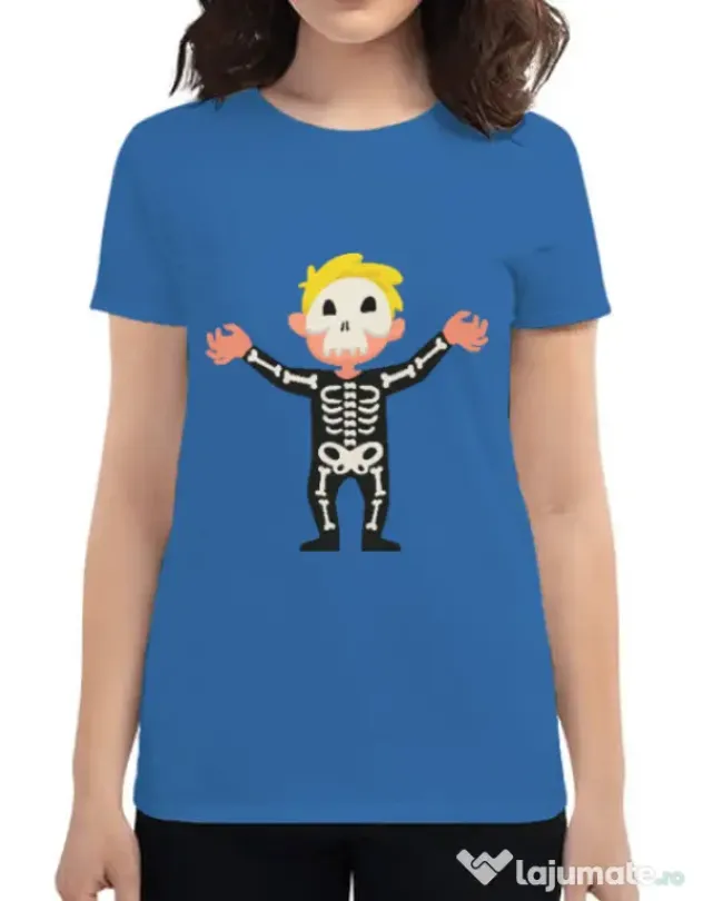 Tricou ADLER dama Halloween Skull Albastru azuriu