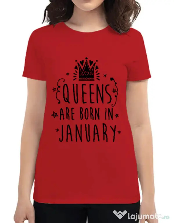 Tricou ADLER dama Queens are born in January Rosu