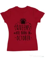 Tricou ADLER dama Queens are born in October Rosu