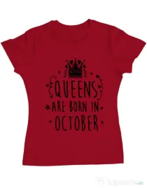 Tricou ADLER dama Queens are born in October Rosu