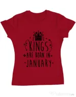 Tricou ADLER dama Kings are born in January Rosu