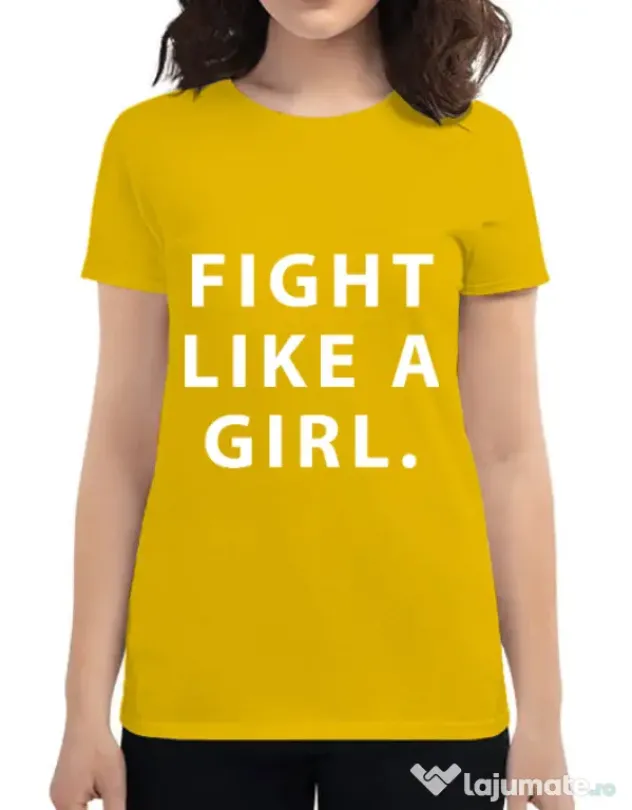 Tricou ADLER dama Fight like a girl Galben