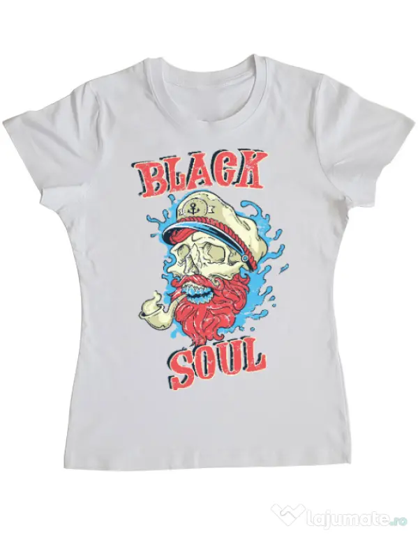 Tricou ADLER dama Black soul Alb