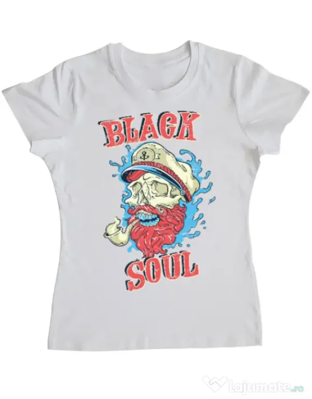 Tricou ADLER dama Black soul Alb