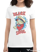 Tricou ADLER dama Black soul Alb 