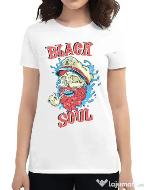 Tricou ADLER dama Black soul Alb