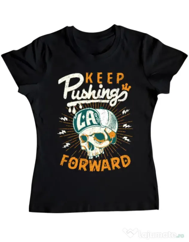 Tricou ADLER dama Keep pushing Negru