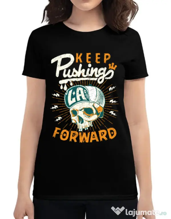 Tricou ADLER dama Keep pushing Negru
