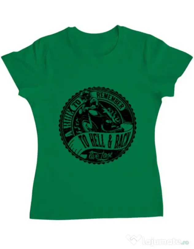 Tricou ADLER dama A ride to remember Verde mediu