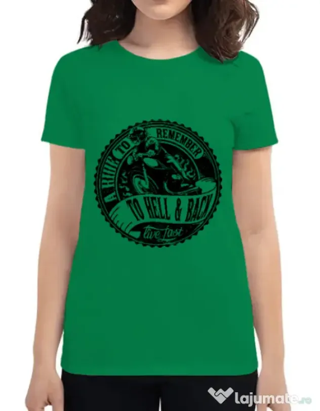 Tricou ADLER dama A ride to remember Verde mediu