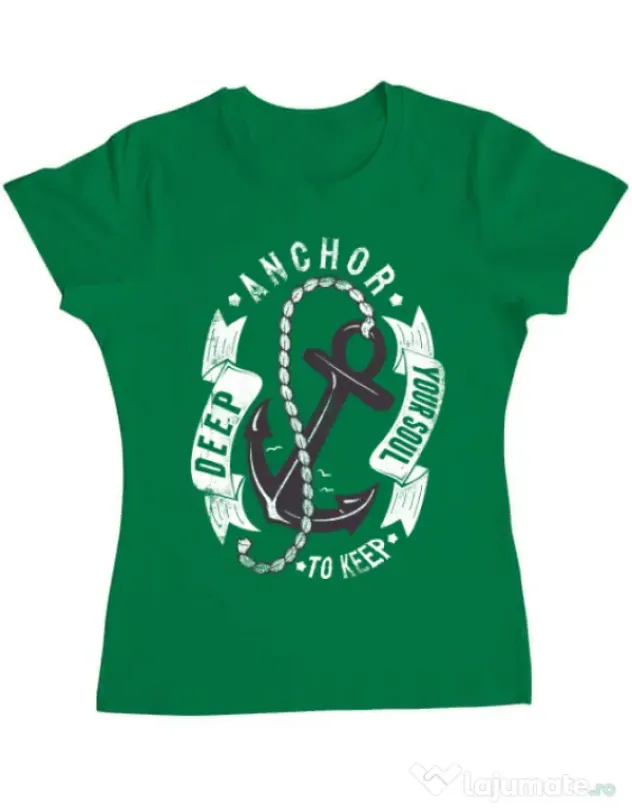 Tricou ADLER dama Anchor your soul Verde mediu