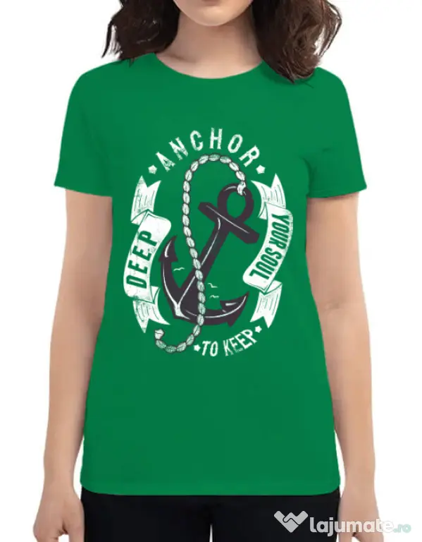 Tricou ADLER dama Anchor your soul Verde mediu