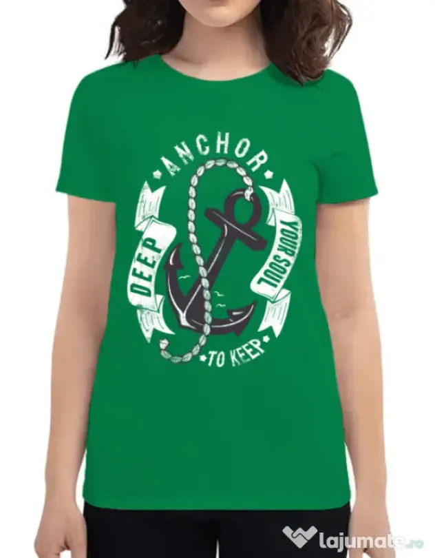 Tricou ADLER dama Anchor your soul Verde mediu