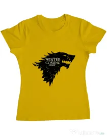 Tricou ADLER dama Winter is coming Stark Galben