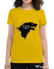 Tricou ADLER dama Winter is coming Stark Galben 