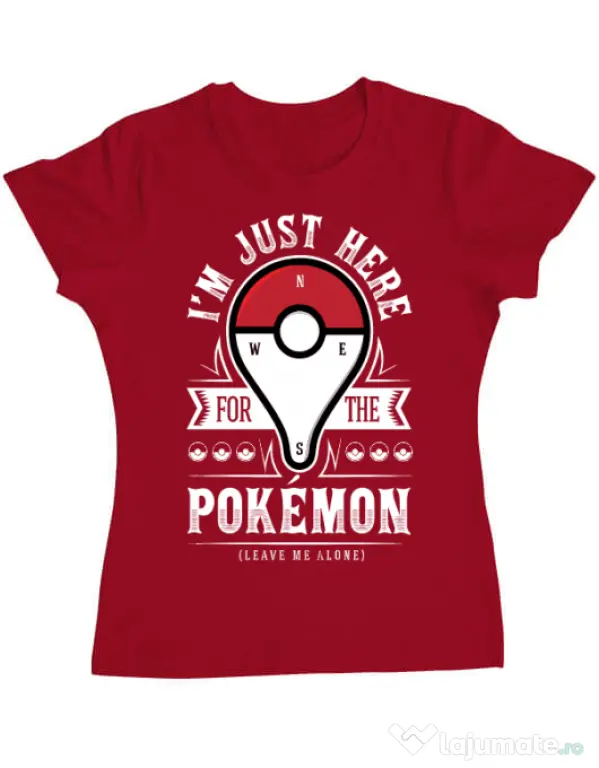 Tricou ADLER dama Here for the Pokemon Rosu