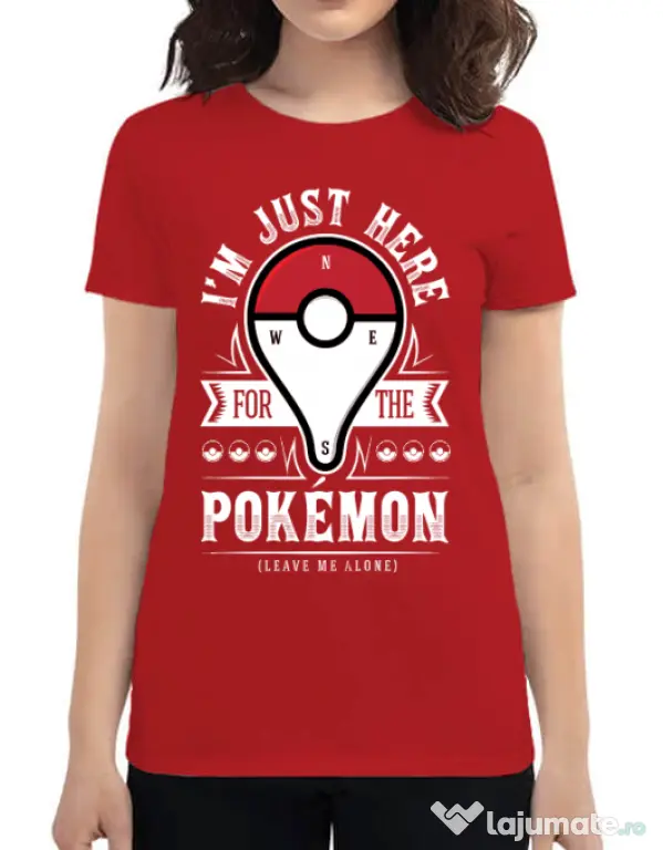 Tricou ADLER dama Here for the Pokemon Rosu