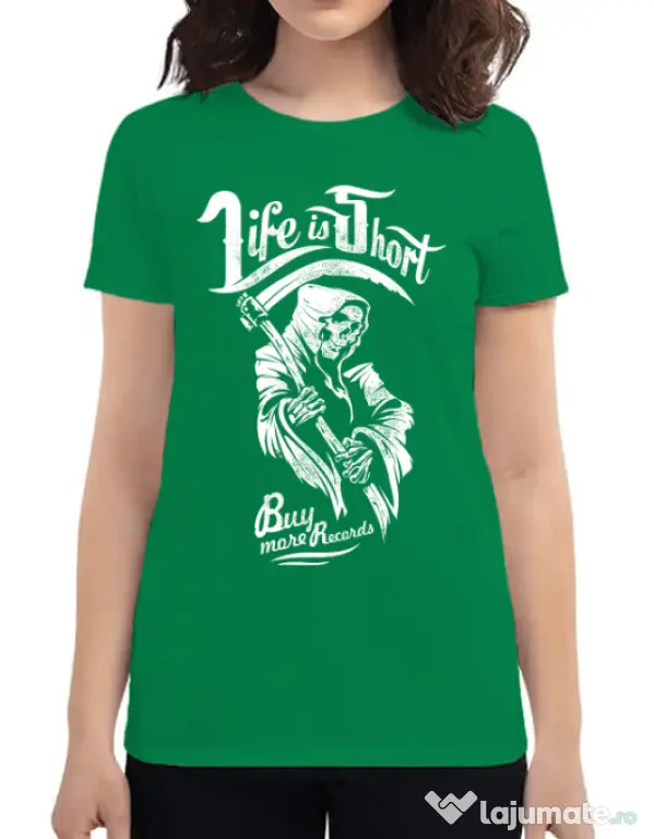 Tricou ADLER dama Life is short Verde mediu