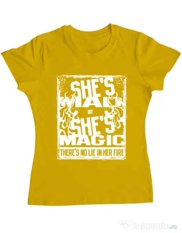 Tricou ADLER dama Mad but magic Galben