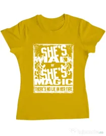 Tricou ADLER dama Mad but magic Galben