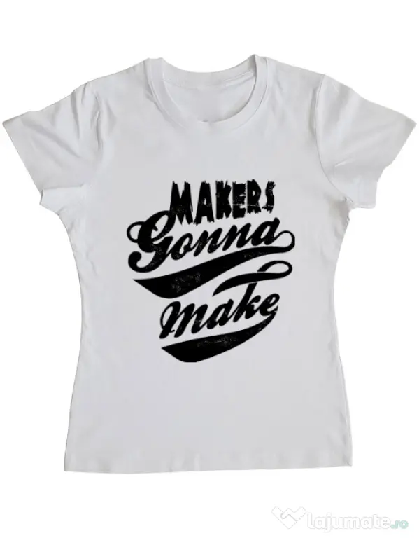 Tricou ADLER dama Makers gonna make Alb