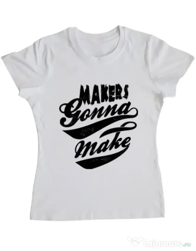 Tricou ADLER dama Makers gonna make Alb