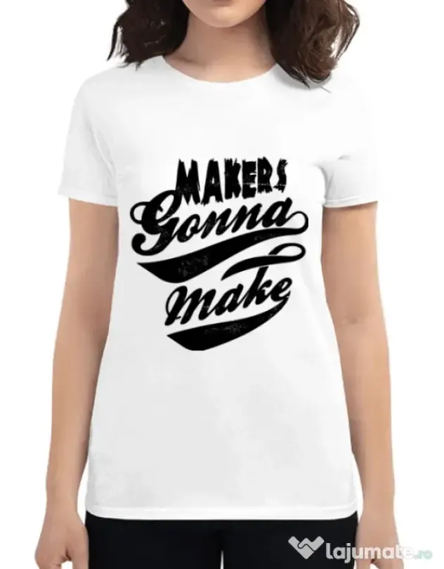 Tricou ADLER dama Makers gonna make Alb