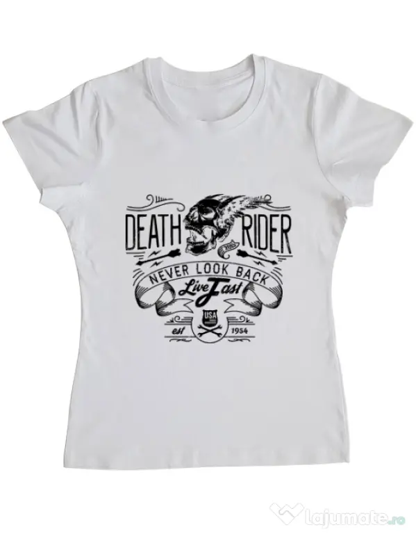Tricou ADLER dama Never look back Alb