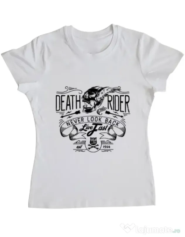 Tricou ADLER dama Never look back Alb