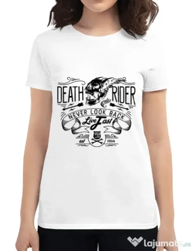 Tricou ADLER dama Never look back Alb
