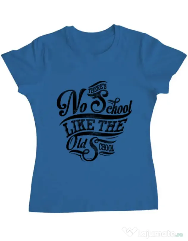 Tricou ADLER dama Old school typography Albastru azuriu