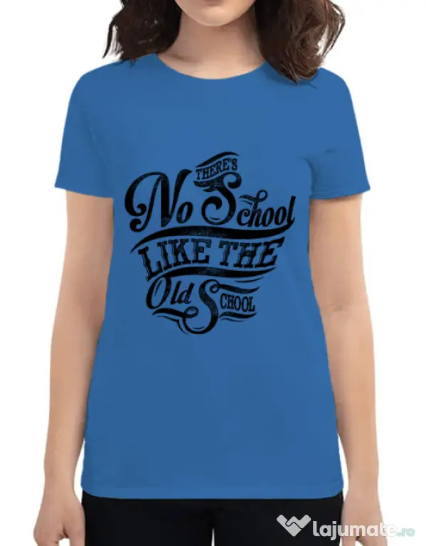 Tricou ADLER dama Old school typography Albastru azuriu