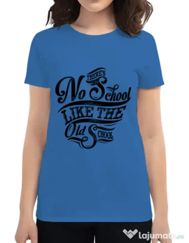 Tricou ADLER dama Old school typography Albastru azuriu