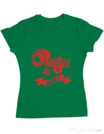 Tricou ADLER dama Rules are for fools Verde mediu