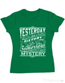 Tricou ADLER dama Yesterday is history Verde mediu