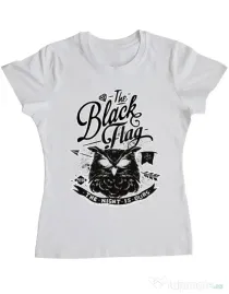 Tricou ADLER dama The black flag owl Alb