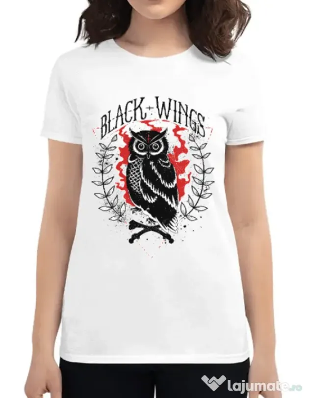 Tricou ADLER dama Black wings Alb