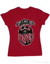 Tricou ADLER dama Can i buy you a beard Rosu