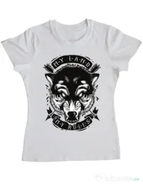 Tricou ADLER dama My Land My Rules Alb