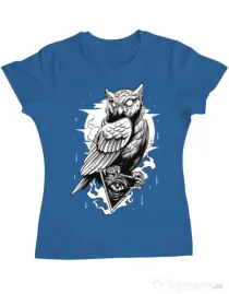 Tricou ADLER dama Owl Albastru azuriu