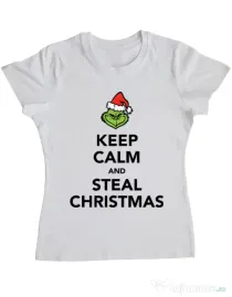 Tricou ADLER dama Steal Christmas Alb