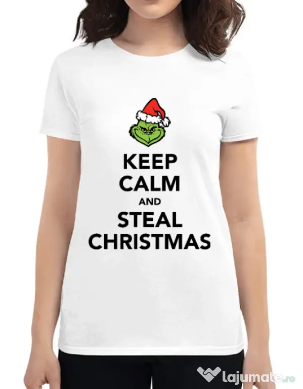 Tricou ADLER dama Steal Christmas Alb
