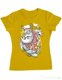 Tricou ADLER dama Skater Santa Galben