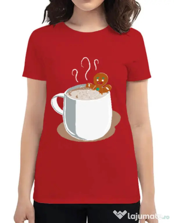 Tricou ADLER dama Gingerbread man Rosu