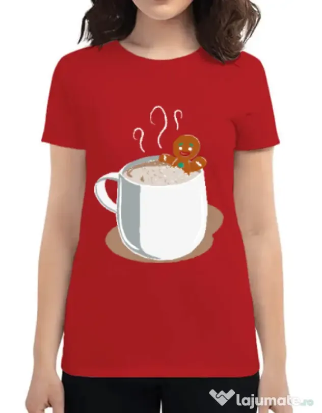 Tricou ADLER dama Gingerbread man Rosu
