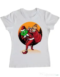 Tricou ADLER dama Grinch stole Christmas Alb