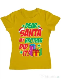 Tricou ADLER dama My brother did it Galben