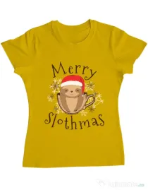 Tricou ADLER dama Merry slothmas Galben