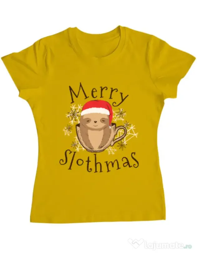 Tricou ADLER dama Merry slothmas Galben